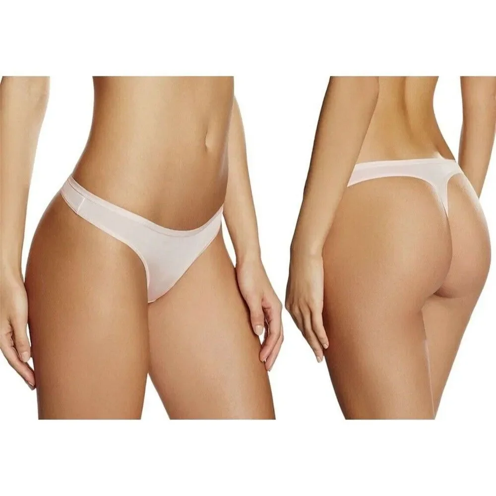 Iris & Lilly Women Body Smooth Microfiber Thong Panties Size M Pack of 5